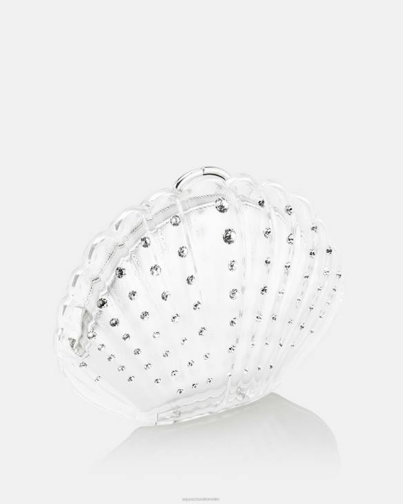 Aquazzura Crystal Shell Clutch SILVER 8TLF337