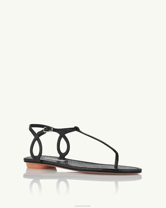 Aquazzura Almost Bare Sandal Flat BLACK 8TLF145