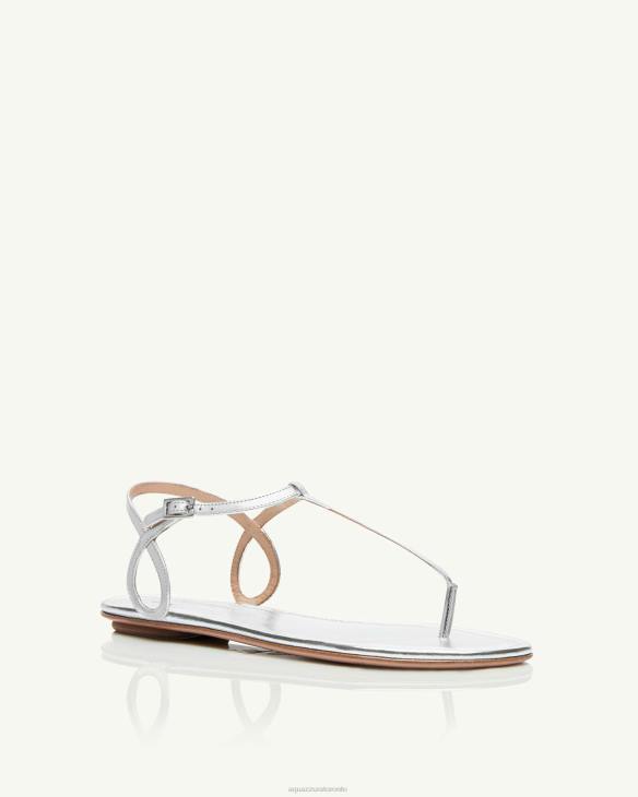 Aquazzura Almost Bare Sandal Flat SILVER 8TLF95