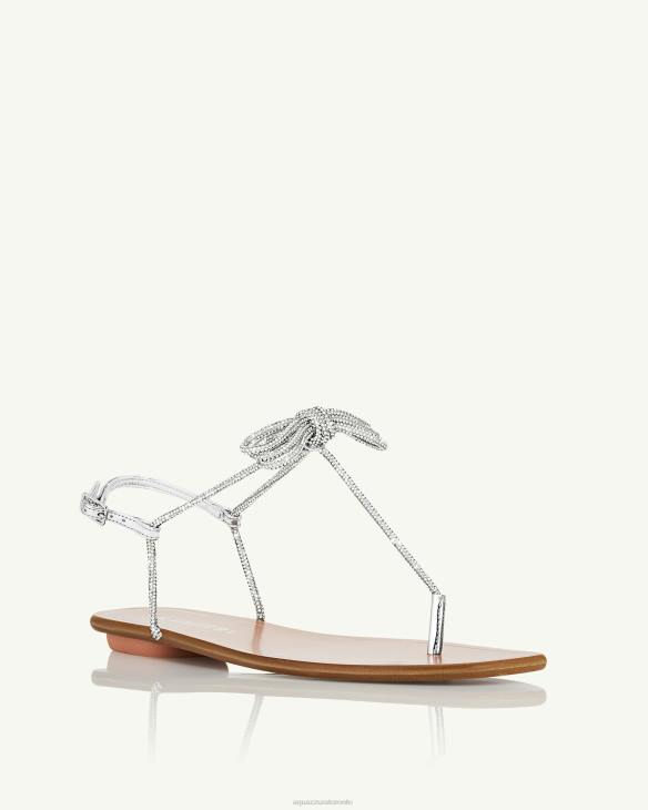 Aquazzura Capri Nights Sandal Flat SILVER 8TLF166