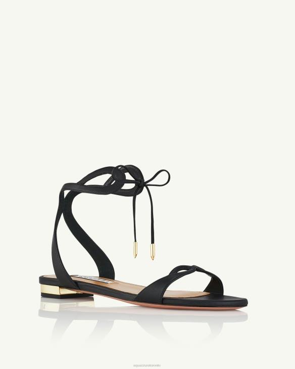 Aquazzura Tessa Sandal Flat BLACK 8TLF121