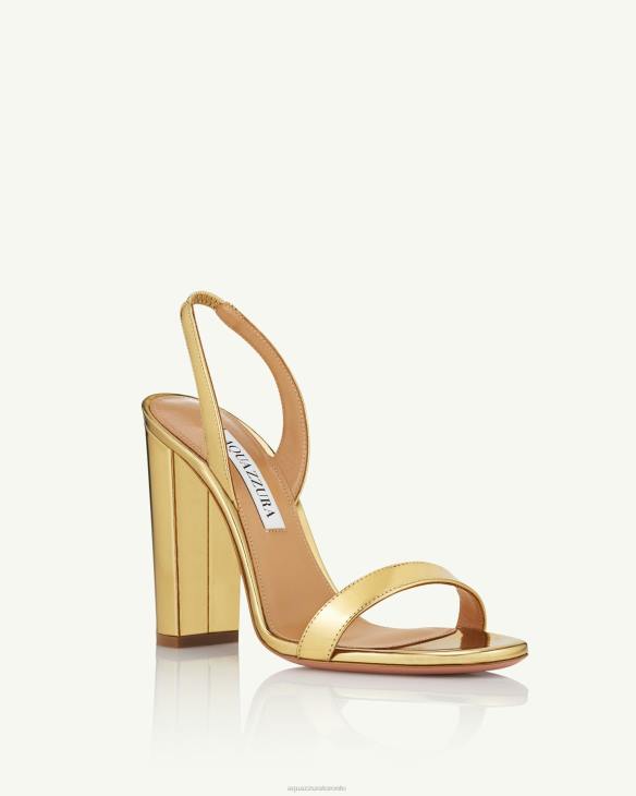 Aquazzura So Nude Block Sandal 105 GOLD 8TLF69