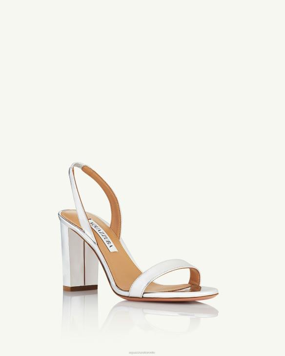 Aquazzura So Nude Block Sandal 85 SILVER 8TLF153