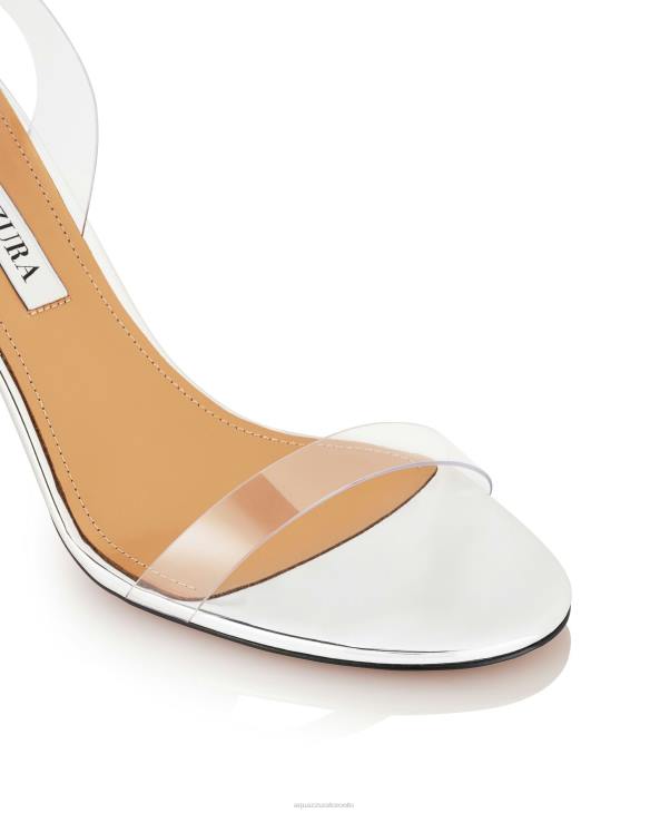 Aquazzura So Nude Plexi Block Sandal 85 SILVER 8TLF115